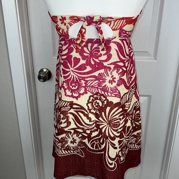 Becca Beach Tropical Beach Vacation Hawaiian Strapless Cover Up Mini Dress - Picture 4 of 6